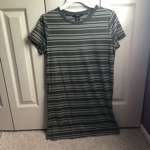 Olive green & white striped T-shirt dress!